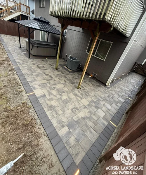 Custom Paver Patio & Pathway with Architectural Landscape Lighting